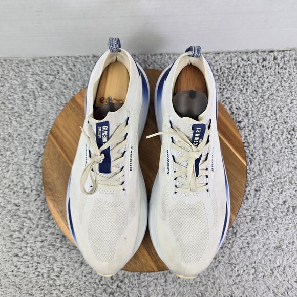 Brooks Glycerin StealthFit 21 White Marshmallow Blue Gym Running Shoe Mens 13 D - Picture 5 of 13